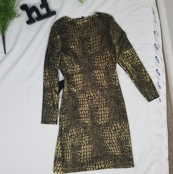 INC Metallic Snake-Embossed Print Dress - Picture 3 of 7